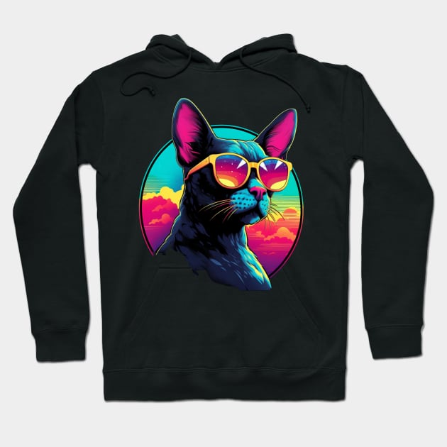 Retro Wave Cornish Rex Cat Shirt Hoodie by Miami Neon Designs